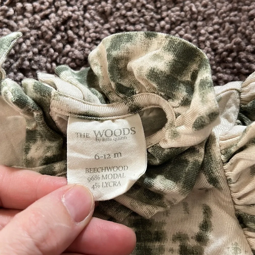 Kate Quinn the woods beechwood bamboo green shibori ruffle bubble 6/12m